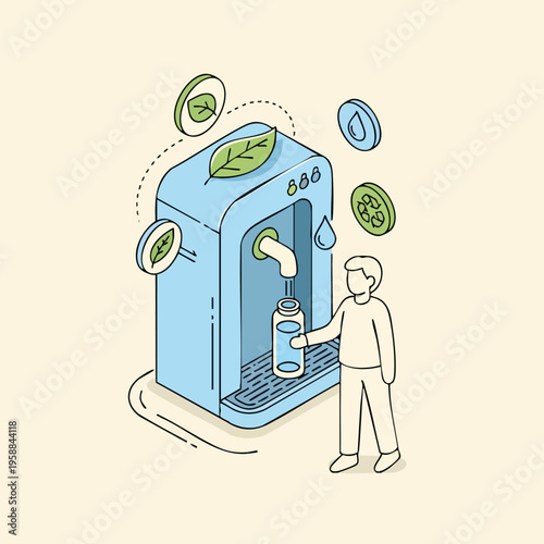 Man using money making machine.