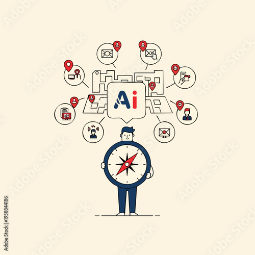 Man with AI thought process.