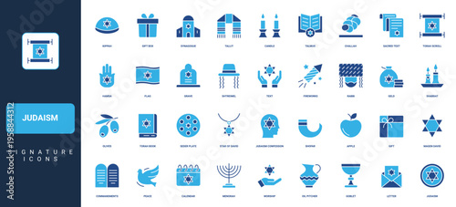 Judaism, Jewish religion and holidays, synagogue and Torah book, menorah glyph icon set. Challah and candles for Shabbat, Sukkot and Hanukkah solid symbols vector illustration