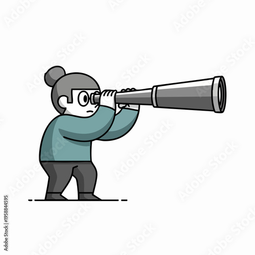 Person Looking Through Telescope.