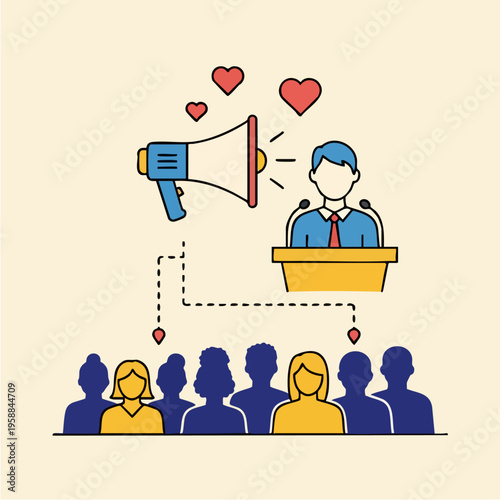 Public Speaker Addressing Audience Hearts.