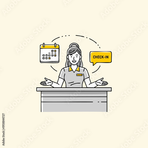Receptionist at Front Desk Counter.