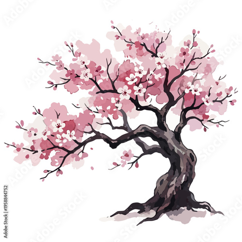 桜の木　水彩画風