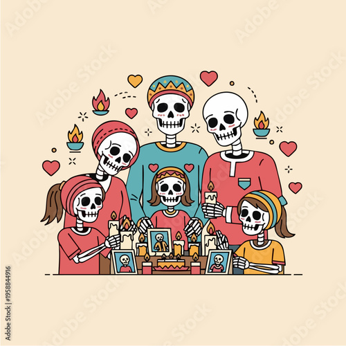 Skull Family Day of Dead.