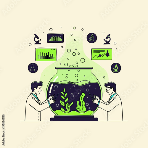 Two men with a fishbowl.