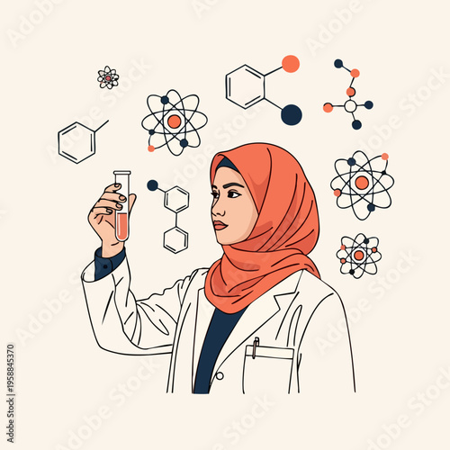 Woman in lab coat holding test tube.