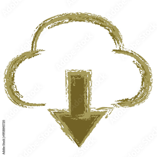 ブラウンのクラウドダウンロードアイコン素材 - Brown Cloud Download Icon