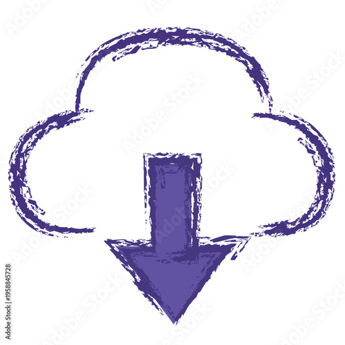 パープルのクラウドダウンロードアイコン素材 - Purple Cloud Download Icon