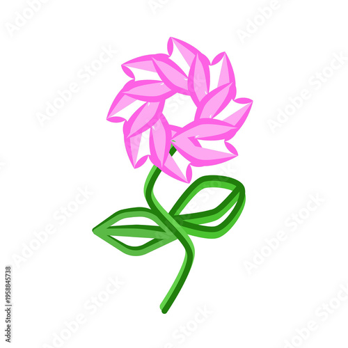 ピンクの花の正面イラスト素材 - Pink Flower Front View Clipart