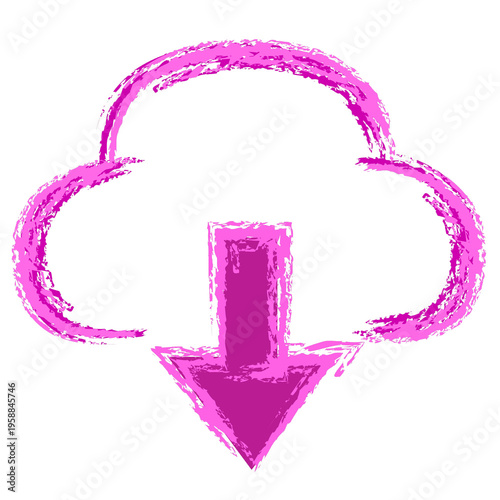 ピンクのクラウドダウンロードアイコン素材 - Pink Cloud Download Icon