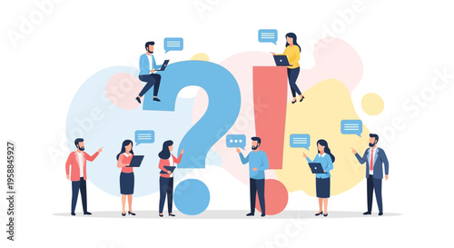 People Discussing Question Mark Symbol.