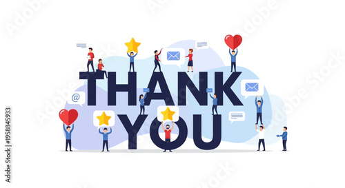 Group of people thank you message.