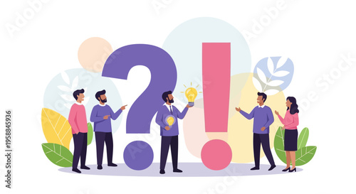 People Discussing Question Mark Symbol.