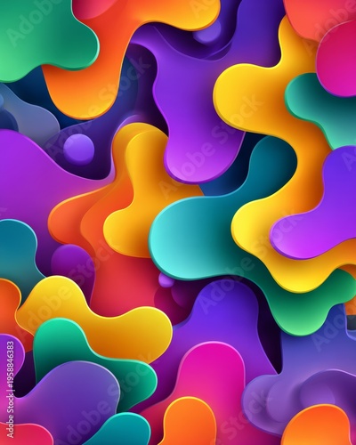 Colorful Gradient Abstract Background with Flowing Shapes, Modern Vibrant Design Backdrop