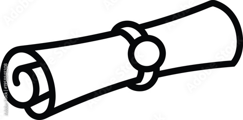 Line Art Illustration of a Rolled Scroll rolled paper