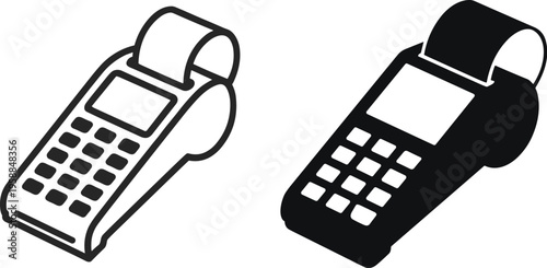 Payment Terminal Icons Line Art and Silhouette pos machine