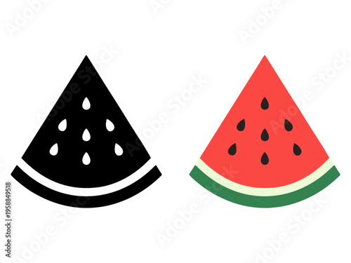 Watermelon Flat Design Fresh Summer Fruit Minimal Vector Graphic Stock Illustration