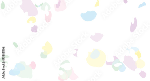 Soft pastel colored abstract organic shapes floating in a scattered pattern across a transparent background creating a delicate and dreamy visual element