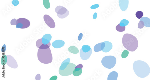 Abstract background with numerous overlapping soft pastelcolored translucent oval shapes scattered across the frame creating a gentle and serene visual effect