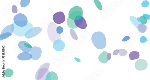 Soft translucent abstract organic shapes scattered across a clean white background creating a gentle and calming visual effect for design