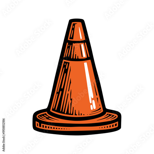 Vetor Pinocut A single orange traffic cone as a symbol of road safety.
