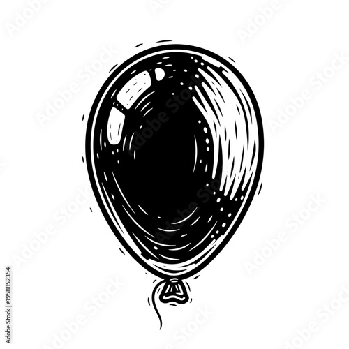 Vetor Pinocut A vintage illustration of a black balloon, full of celebratory anticipation.