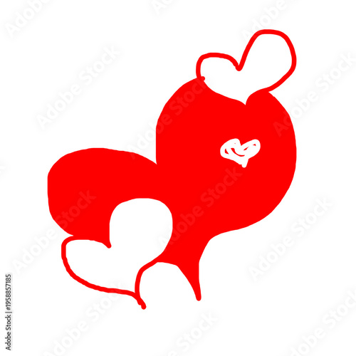 Doodle heart love sketch icon. Red hand drawn heart love isolated on white background. Valentines Day. Doodle heart vector.
