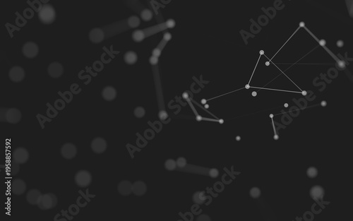 Abstract background. Molecules technology with polygonal shapes, connecting dots and lines. Connection structure. Big data visualization.