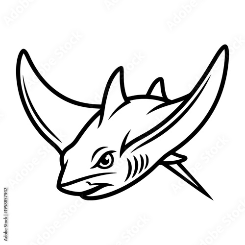 Aggressive Stingray Manta Ray Aquatic Predator Mascot Vector Illustration
