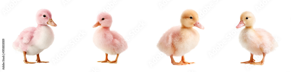 Fototapeta premium Cute Pastel Duckling Collection: Soft Colors, Adorable Baby Animals