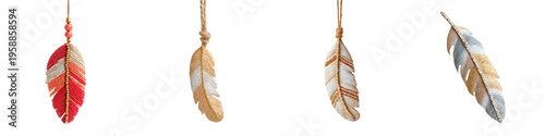 Watercolor Feathers Collection: Boho Chic Design Elements on White Background
