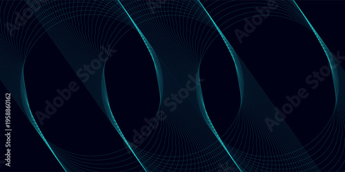 Futuristic Cyan Circular Line Art Background on Dark Blue Texture