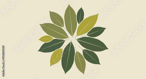 Collection of green and yellow leaves.