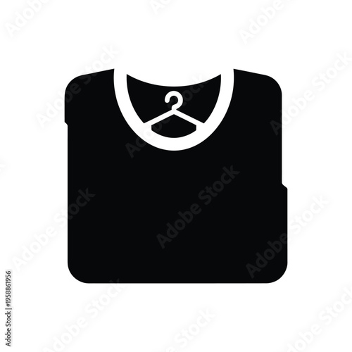 T shirt on hanger simple clothing icon for fashion apparel laundry dry cleaning services retail store shopping online boutique or wardrobe presentation