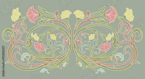 Colorful floral pattern design element.