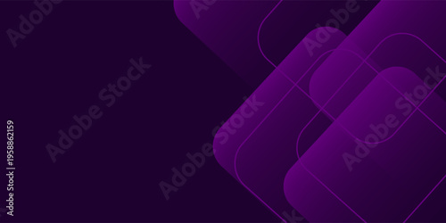 Dark Purple Abstract Geometric Background with Transparent Overlapping Rounded Squares
