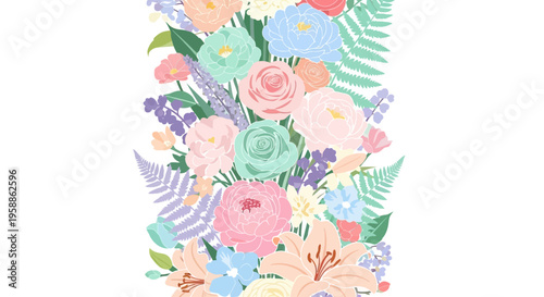 Colorful flowers and leaves arrangement 2.