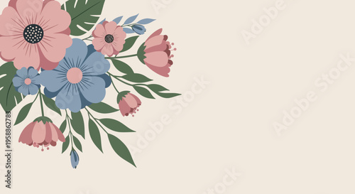 Colorful flowers on a stem.