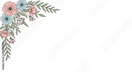 Colorful flowers with green leaves arrangement 3.