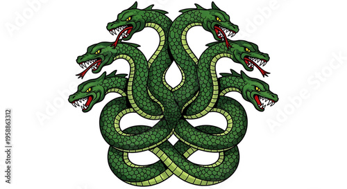 A vibrant illustration of the Ouroboros, a symbolic serpent with multiple heads, representing eternity and cyclical renewal.