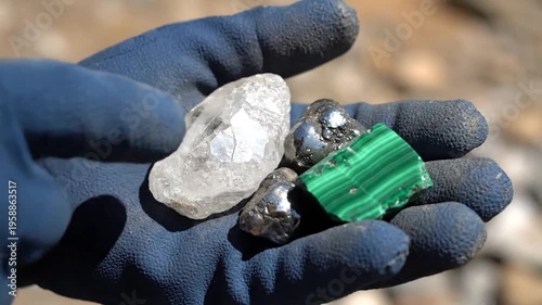 Close-Up Worker Hand Holding Raw Mineral Stones – Mining Industry, Natural Resources Extraction Detail