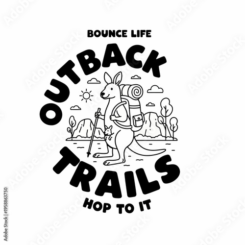 Kangaroo with backpack hiking outdoors.