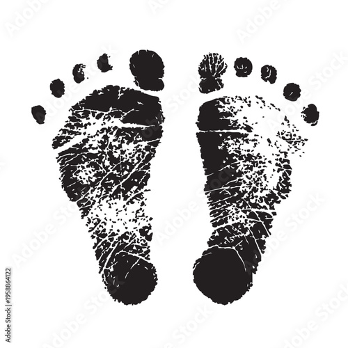 赤ちゃんの足形 スタンプ風イラスト ベクター素材 [成長記録/出産祝い]