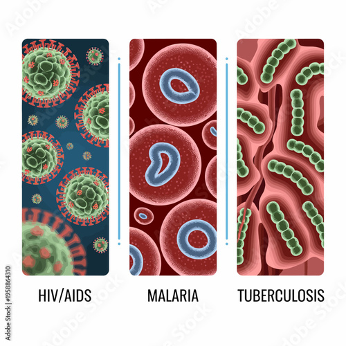 Tuberculosis bacteria in red blood cells.