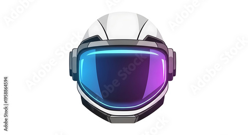 A futuristic astronaut helmet with a sleek design and colorful visor, perfect for space-themed vector graphics and illustrations.