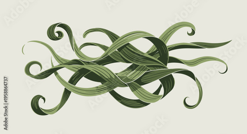 Green leafy plant tendrils intertwined.