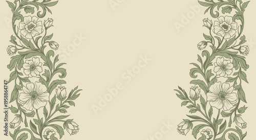 Green floral border design pattern.