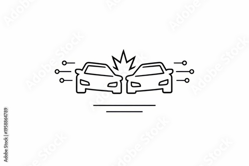 Collision of two sleek automobiles in a high speed impact scenario illustrating technology and safety risks confirming modern automotive design evolution