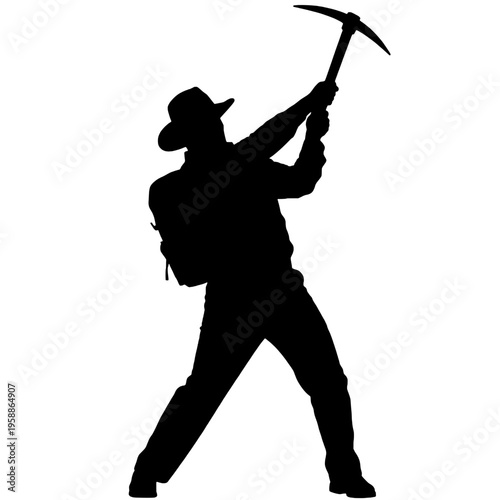 Silhouette of a miner