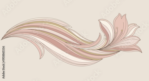 Pink and white abstract swirling shape.